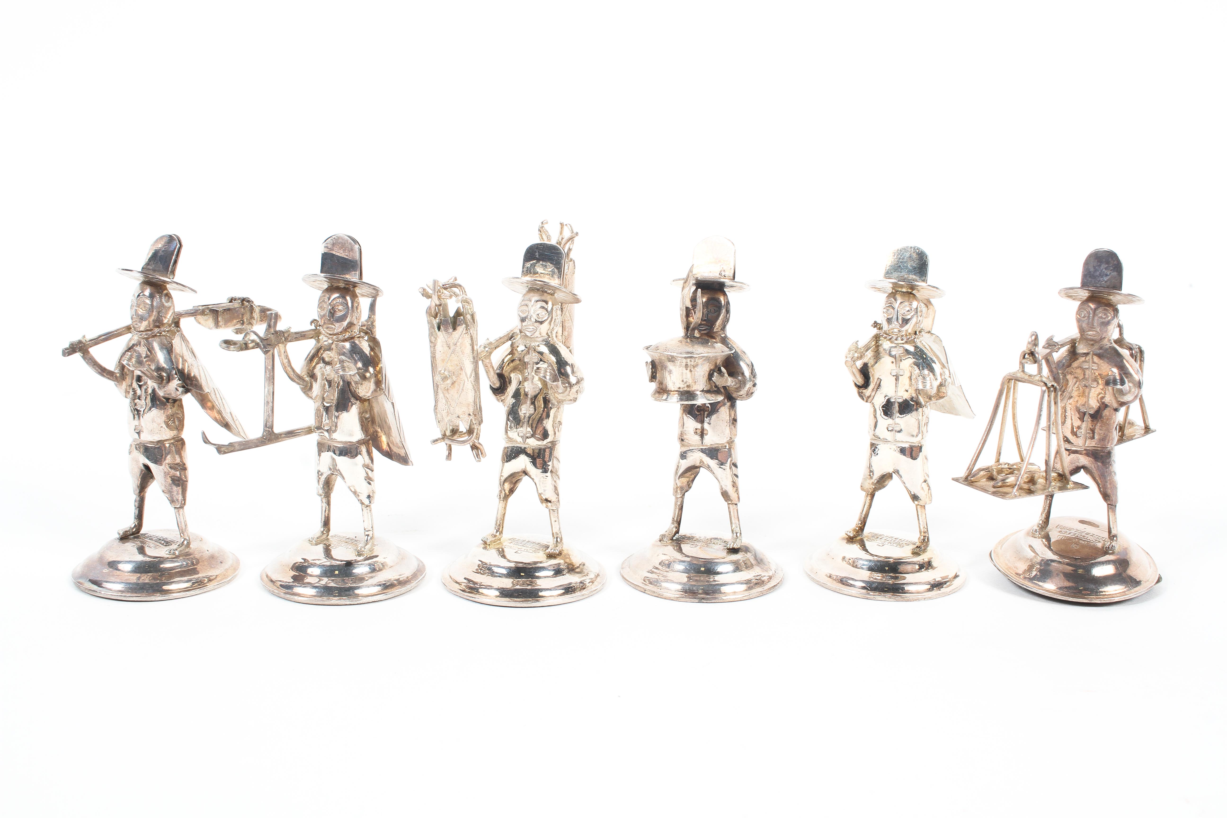 Six Chinese silver figural menu holders, Early 20th century, - Image 2 of 3