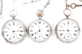 Three late 19th/early 20th century silver cased open faced pocket watches,