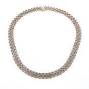 A 9ct gold flat fancy link necklace. 45g. 41cm.