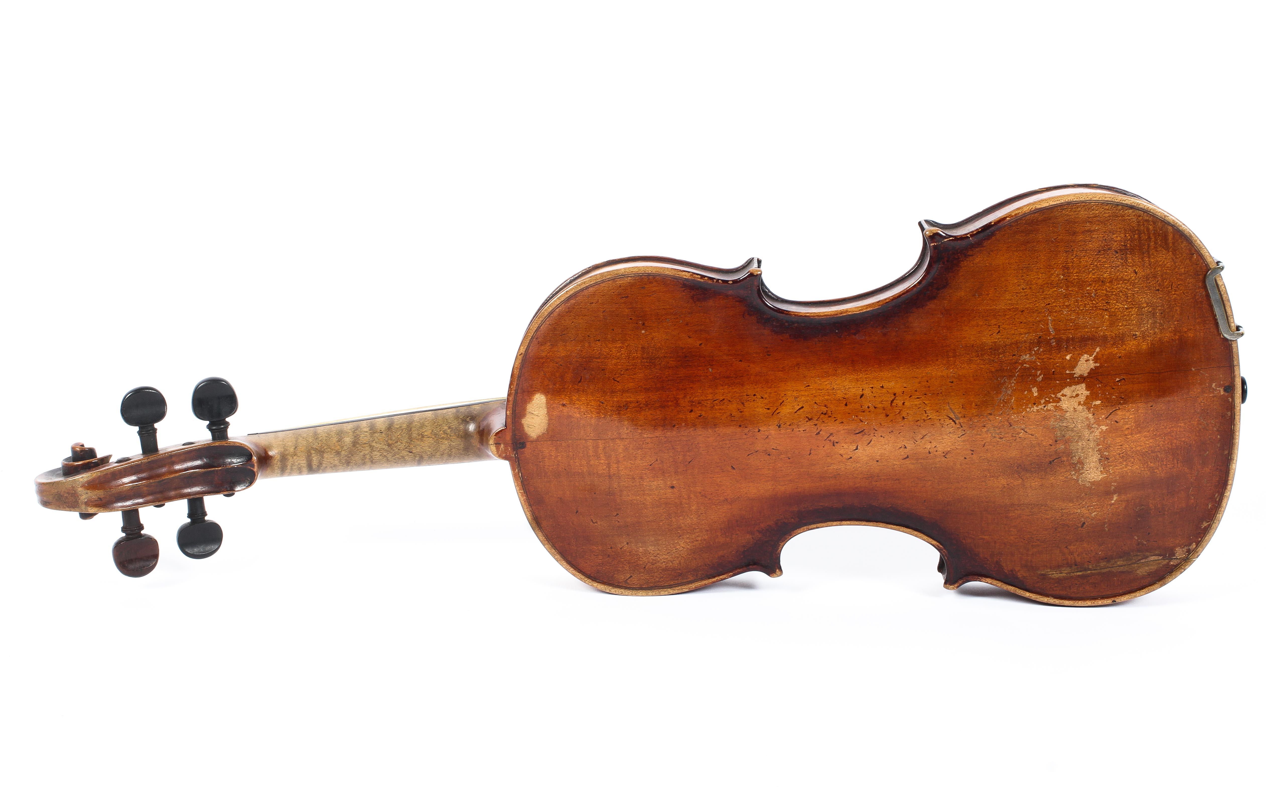 A 19th century violin and a P & H London bow, in case, - Image 4 of 11