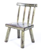 A green painted elm child's chair, probably late 19th century,