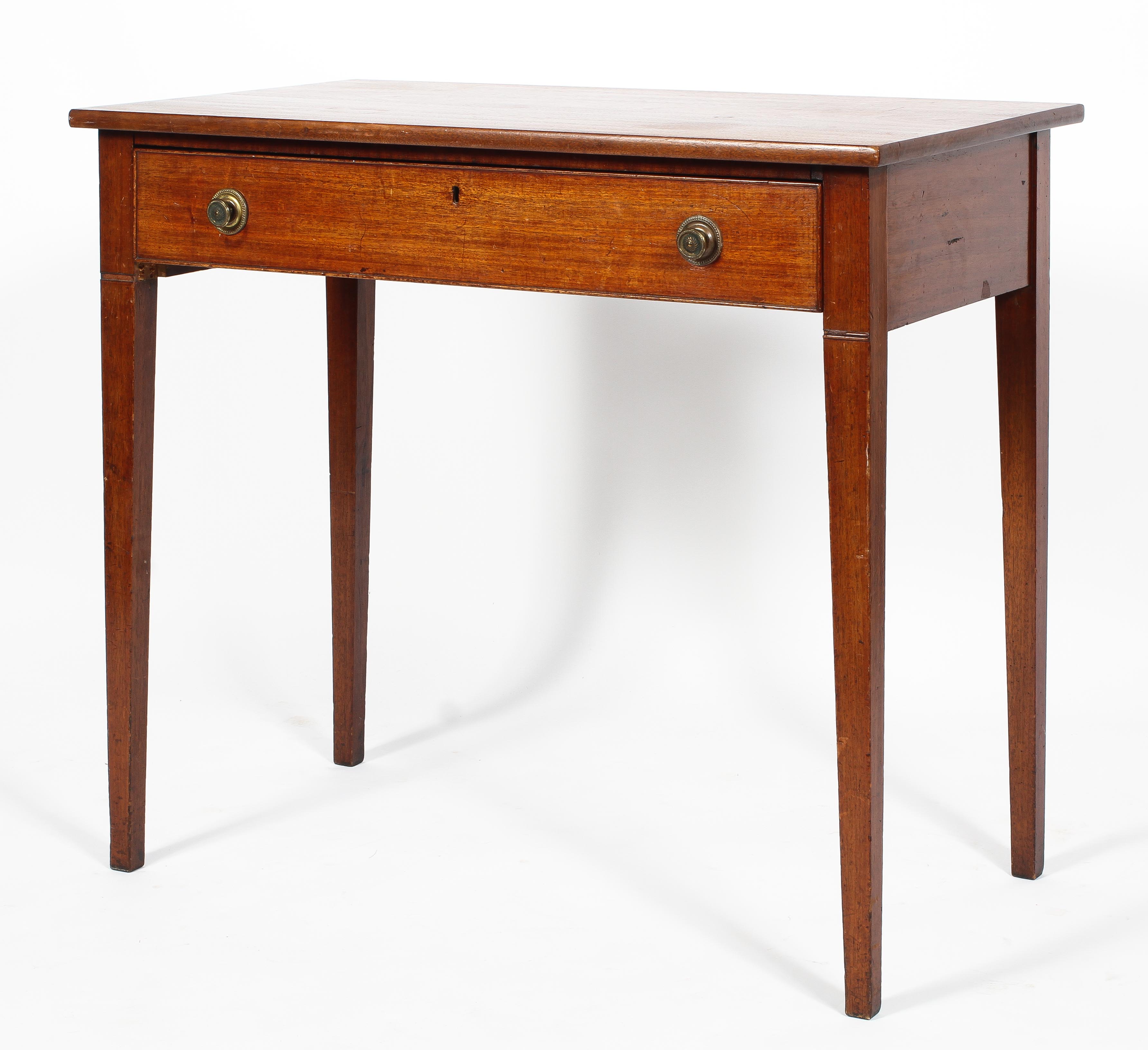 A 19th Century mahogany side table with plain rectangular top,