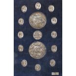 A Collection of 'Emperors of Rome' portrait medallions in giltwood frame, 20th century,