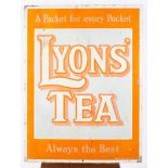 An enamelled advertising sign for Lyons Tea. 'A packet for every pocket, Always the best'.