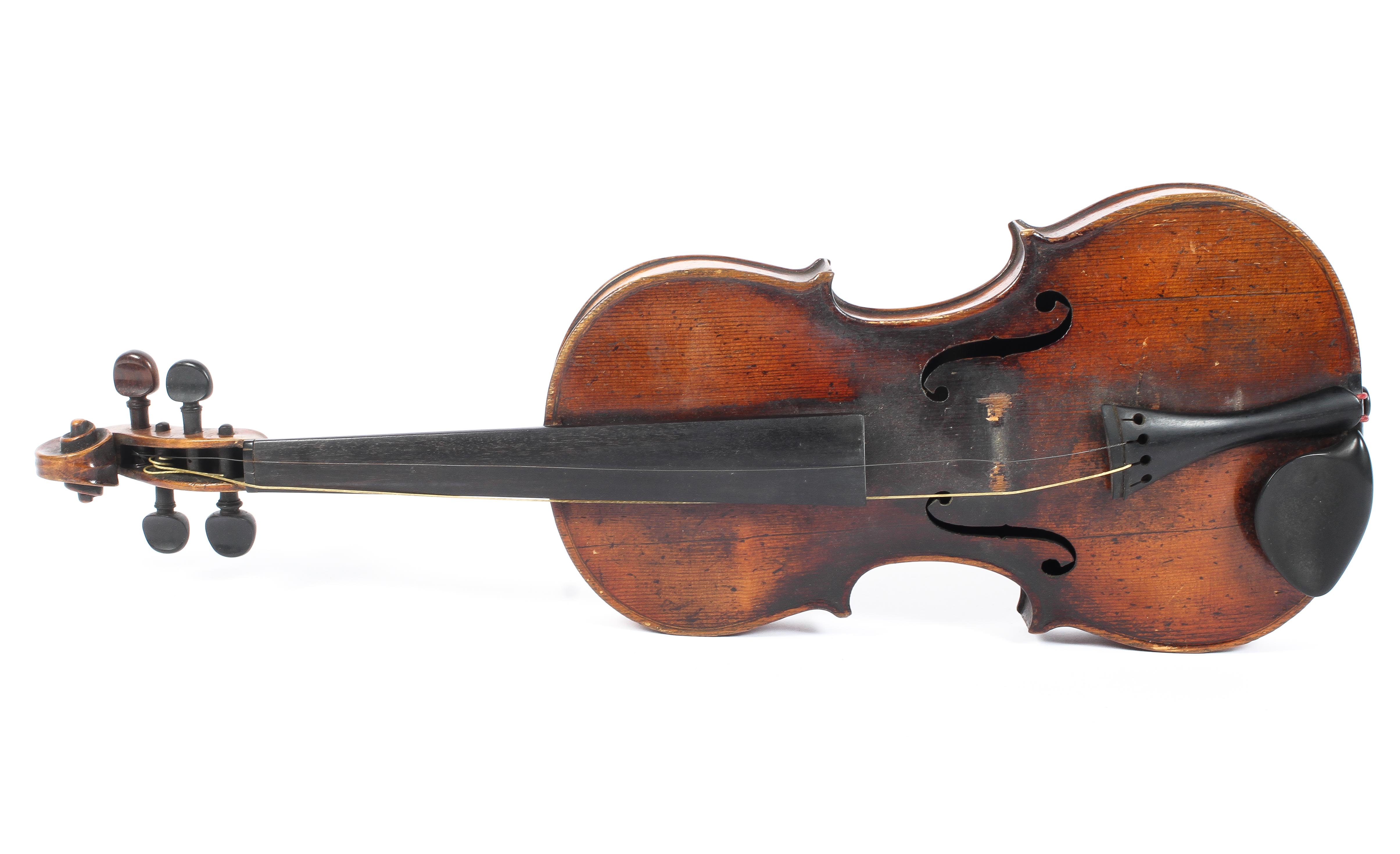 A 19th century violin and a P & H London bow, in case, - Image 2 of 11