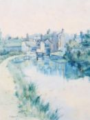 C. Agnes Jones, (British, 20th century), The Canal in Bath, watercolour