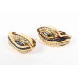 A pair of 18ct gold sapphire and diamond earrings,