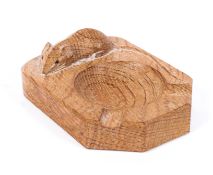 A Robert 'Mouseman' Thompson carved oak ashtray, of canted rectangular form,