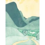 John Brunsden, (1933-2014) coloured etching print, 'Pass Near Coniston',