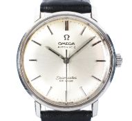 A gents Omega Seamaster de ville Automatic wristwatch, the silvered dial with batons denoting hours,