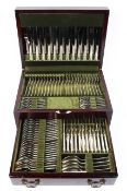 A large two-tier canteen of silver cutlery, hallmarked Sheffield, 1987,