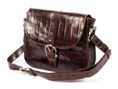 A Mulberry dark leather satchel style handbag, with tartan lined interior bearing Roger J.