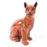 A Continental faience model of a seated cat in the manner of Galle, 20th century,