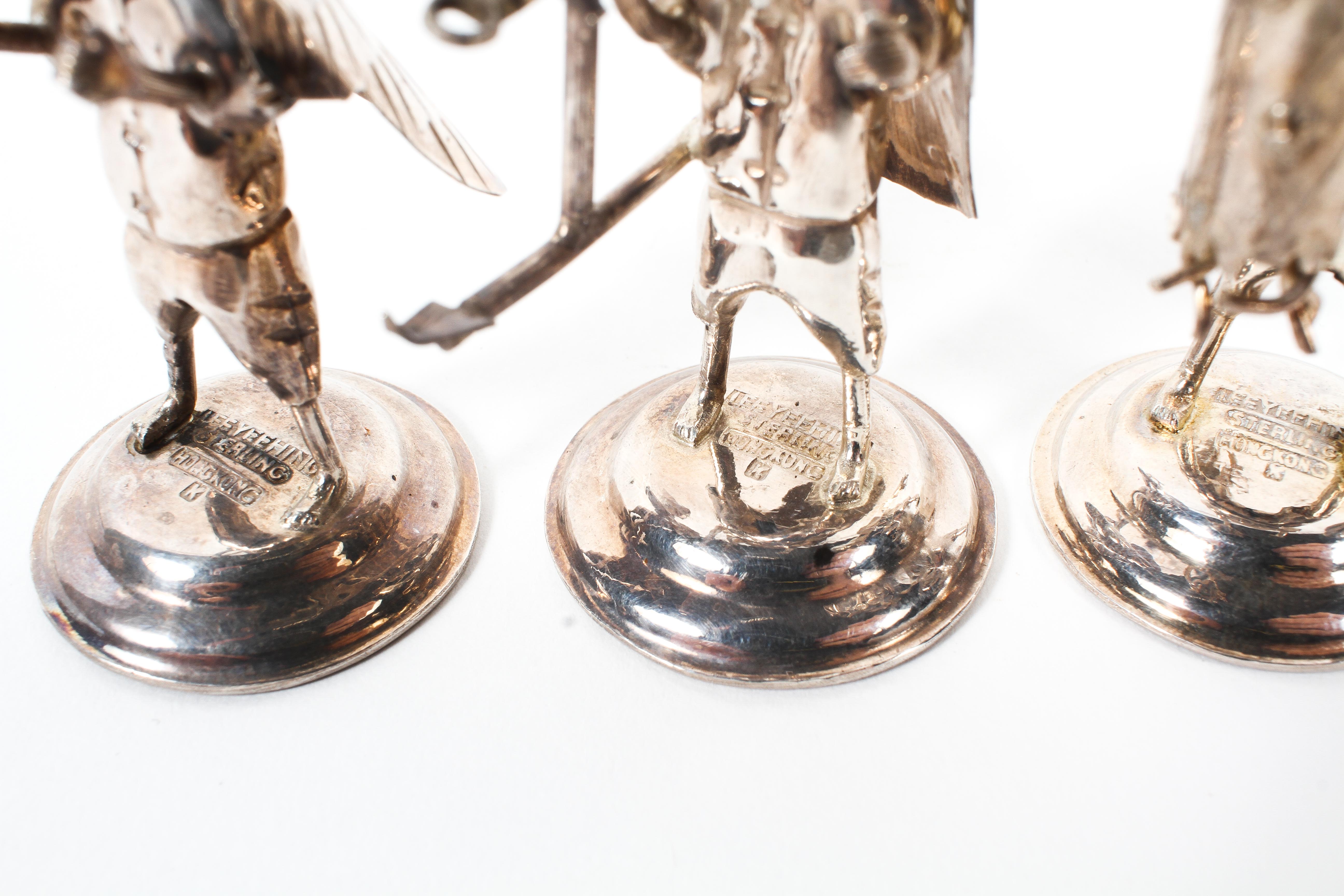 Six Chinese silver figural menu holders, Early 20th century, - Image 3 of 3