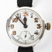 An early 20th century WWI era Silver cased Trench watch,