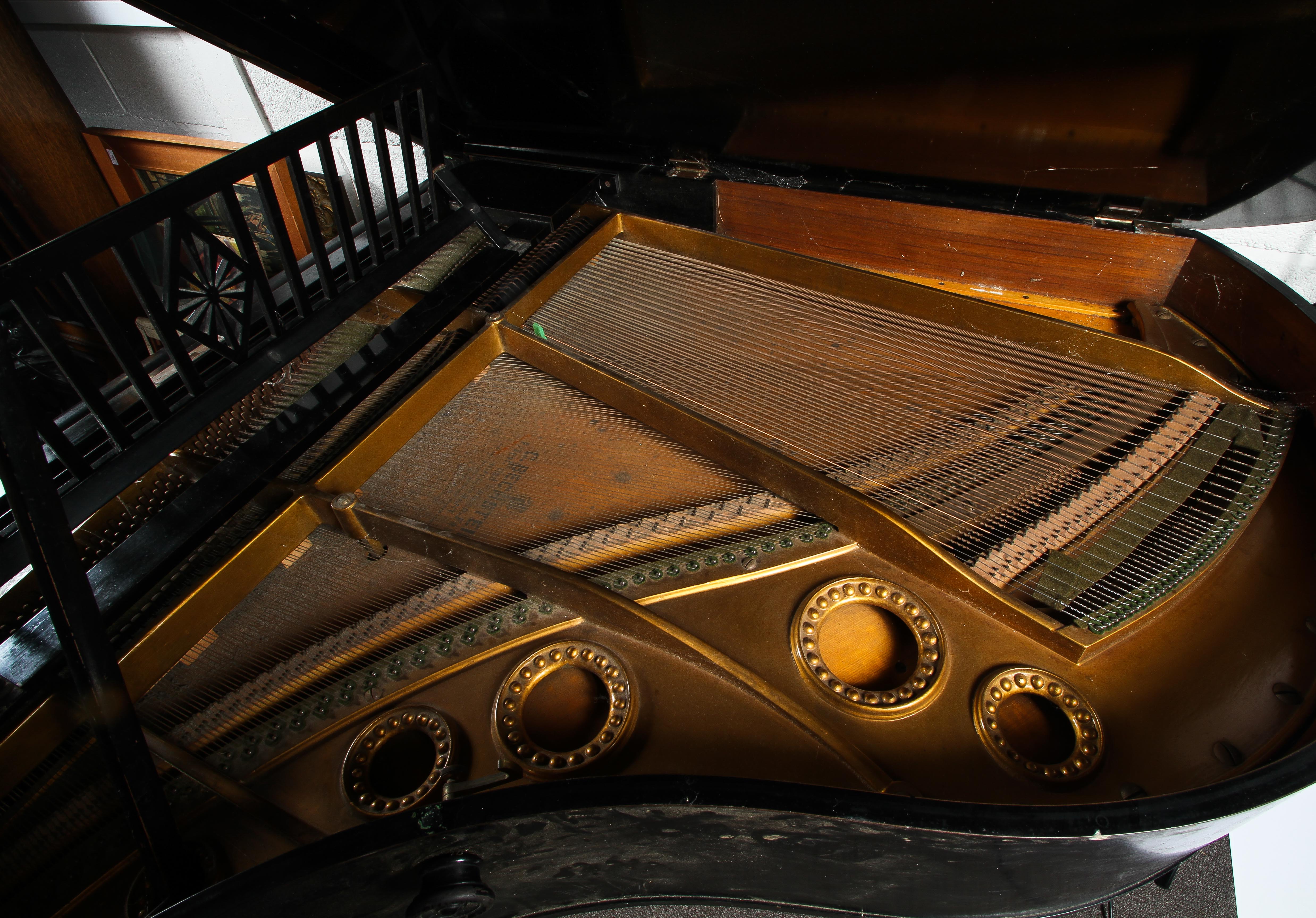 A vintage C. Bechstein baby grand piano, on wheels, in ebonised case, approximately 162cm long. - Image 6 of 7