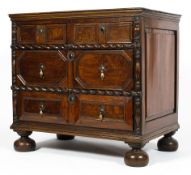 A 17th century style mahogany veneered chest of drawers,
