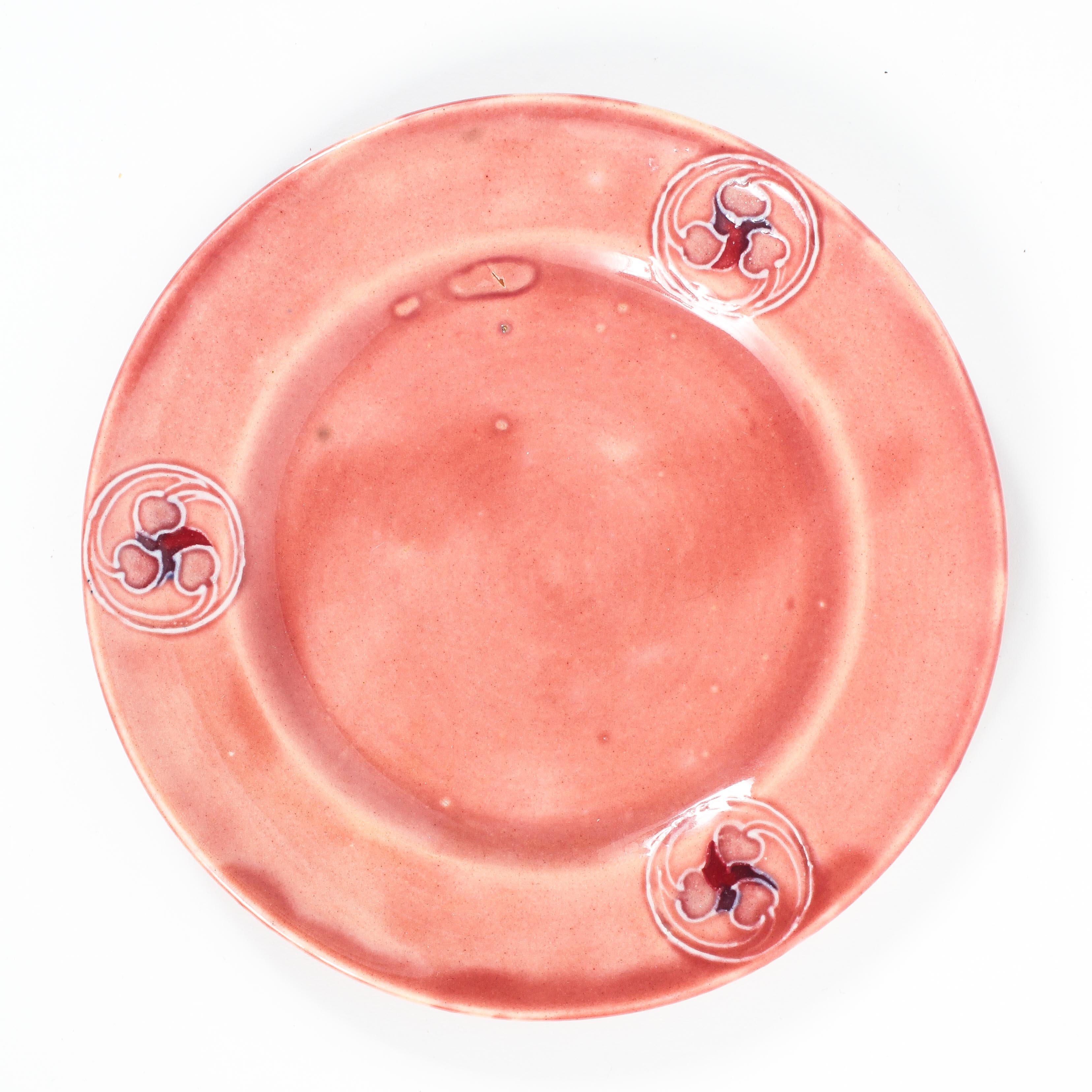 A Moorcroft Flamminian Ware pink ground small plate,