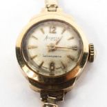 A vintage 9ct gold ladies Accurist cocktail wristwatch, 21 jewel movement,