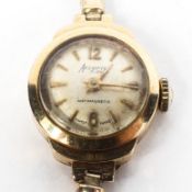 A vintage 9ct gold ladies Accurist cocktail wristwatch, 21 jewel movement,