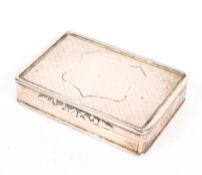 An early Victorian silver snuff box by Nathaniel Mills, of rectangular form, with vacant cartouche,