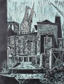 A Kathe Sternitz, Warehouses, Bermondsey wood block print. Unframed in card mount.