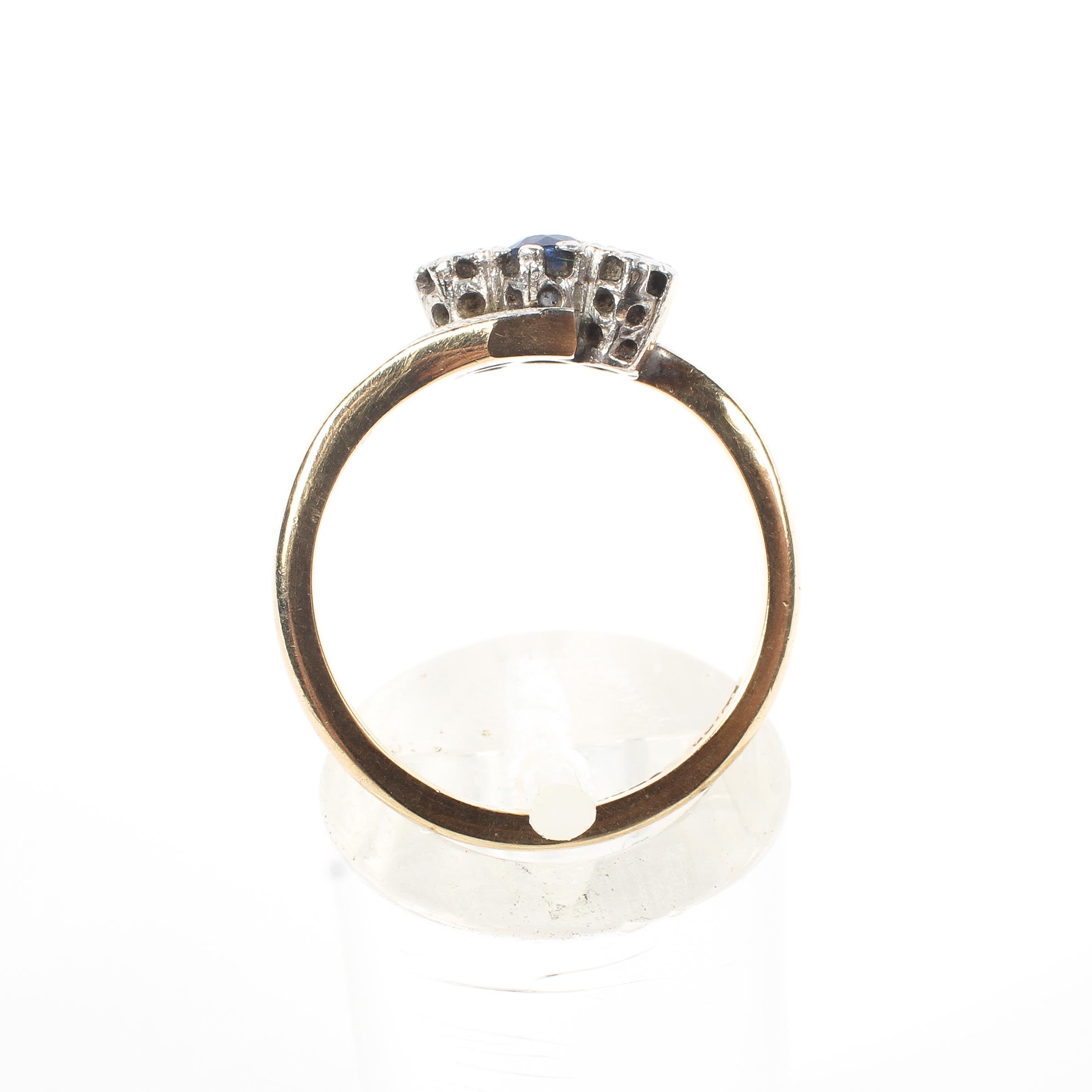 A 9ct gold and platinum sapphire and diamond ring. 2.5g. size M. - Image 3 of 4