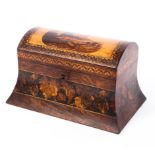 A Tunbridge ware domed rectangular tea caddy, circa 1870,