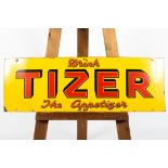 A vintage Tizer enamelled advertising sign, circa 1940, of rectangular form,