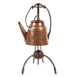 An Art Nouveau/Secessionist style copper kettle with moulded decoration,