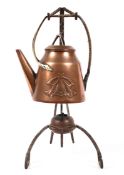 An Art Nouveau/Secessionist style copper kettle with moulded decoration,