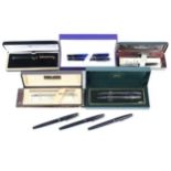 A collection of fountain pens to include examples by Waterman, Sheaffer and Cross.