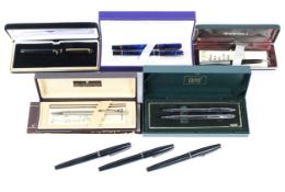 A collection of fountain pens to include examples by Waterman, Sheaffer and Cross.