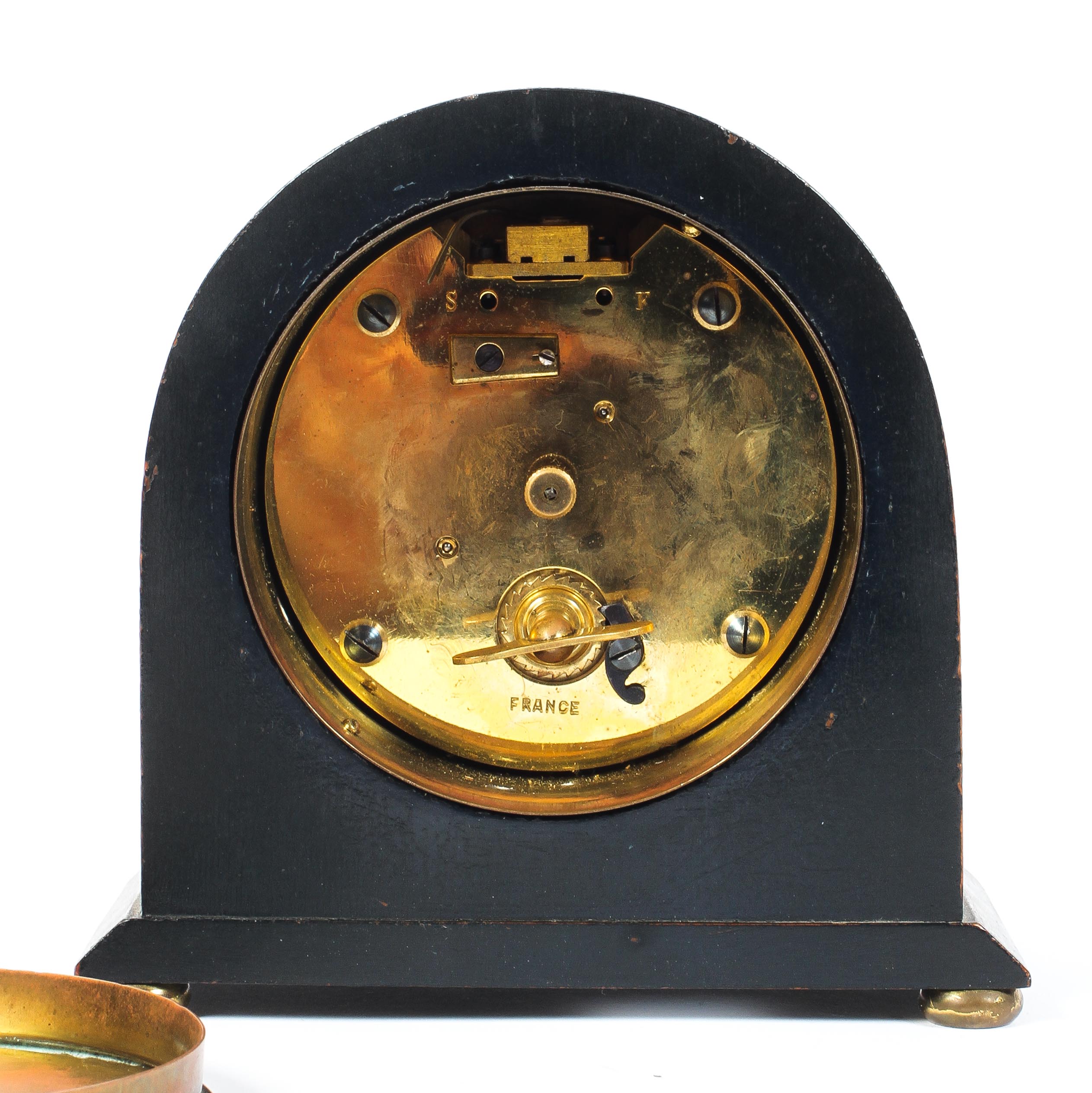 A Georgian style mantel clock, the guilloche enamelled dial on a French brass eight day movement, - Image 2 of 2