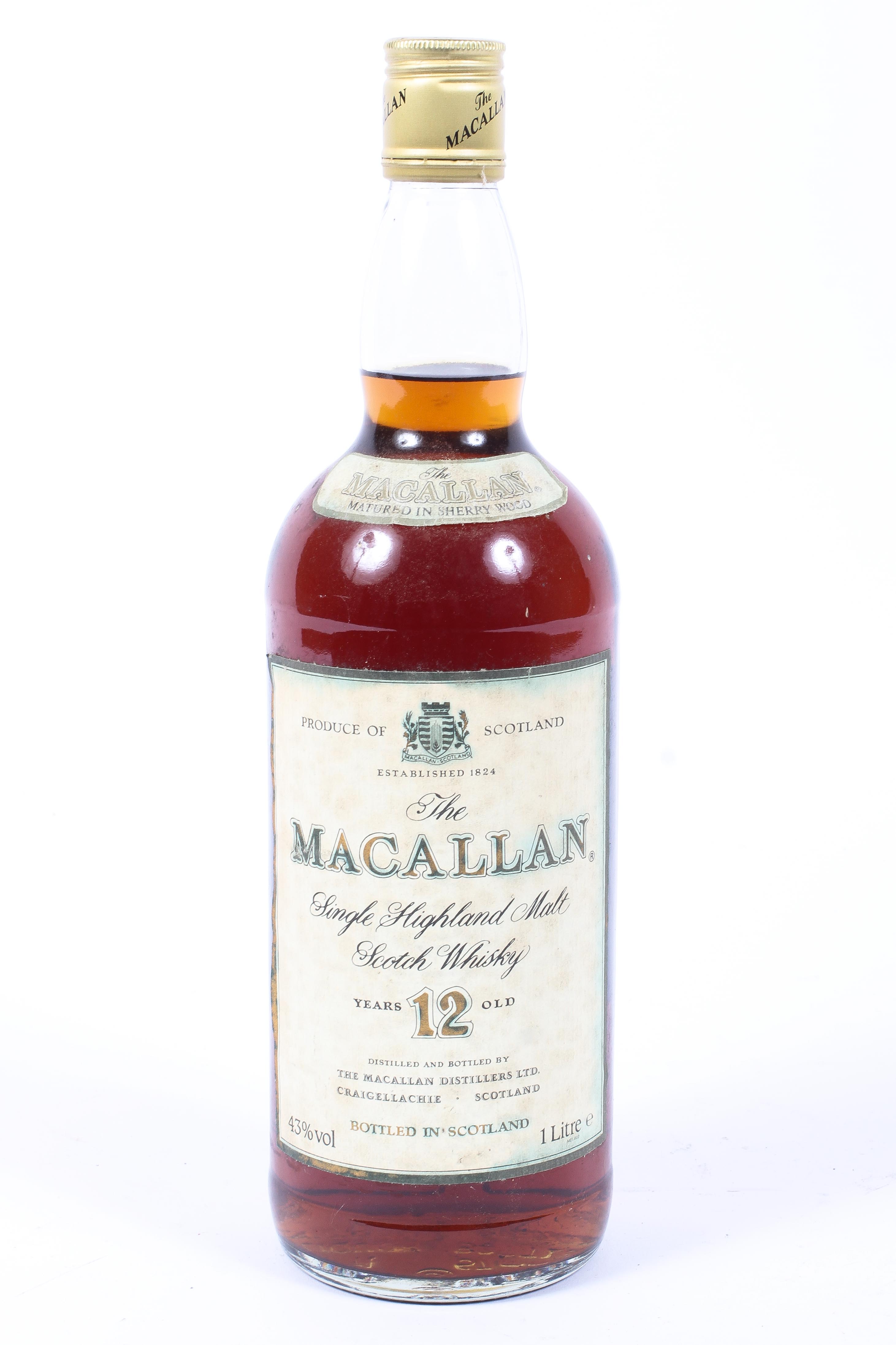 The Macallan, single highland malt scotch whisky, 12 year old, 1 litre,