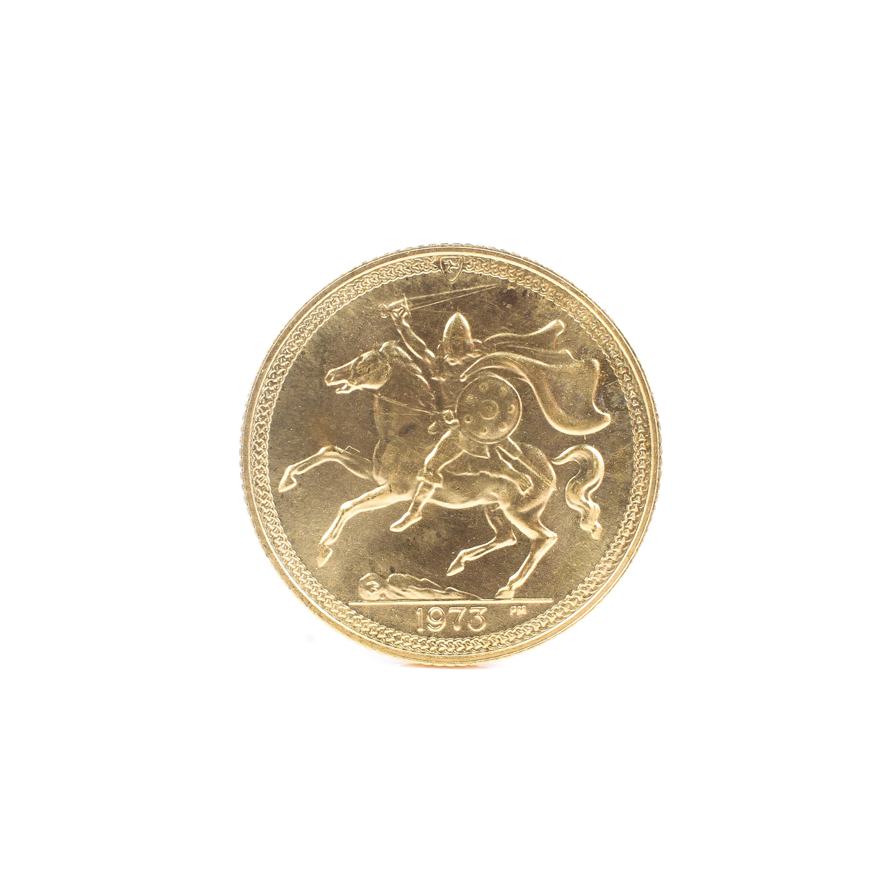 An Isle of Man 1973 Gold sovereign 8.0g. - Image 2 of 2