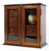 A mahogany silver mounted smoker's cabinet, inlaid with a Georgian style satinwood medallion to top,