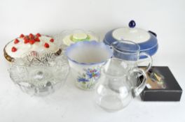 20th century glass and ceramics, including two glass jugs,