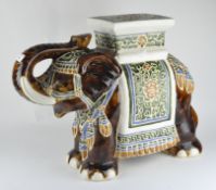 A vintage ceramic jardinière stand in the form of an elephant,