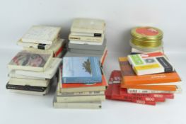 A collection of vintage line reel recordings including two in boxes labeled BBC recording service,