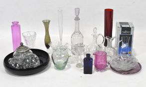 A collection of glassware, including a Victorian jar with a silver plated top,