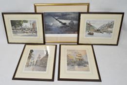 Four Frank Shipsides limited edition prints together with a Geoff Hunt signed print