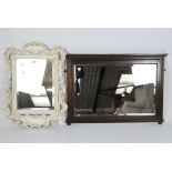A Victorian mahogany over mantle mirror together with a Chippendale style bevelled edge wall mirror