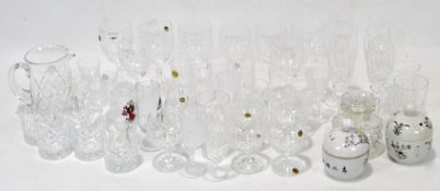 A collection of 20th & 21st century glassware, including wine glasses, champagne flutes,