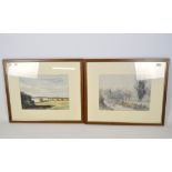 Two 20th century watercolours, one depicting a riverside scene,