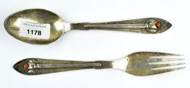 A George Jensen sterling silver Art & crafts fork and spoon,