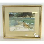 A Russell Flint (1880-1969) print, depicting a lady seated beside a river, 22cm x 29cm,