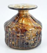 A 1970's Maltese glass vase, with textured effect and brown decoration, signed 'Mdina' to the base,
