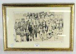 A Sam Smith (1908-1983) drawing, depicting multiple figures,