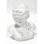 A cast plaster bust, of Romanesque style, featuring a nude woman, height 28cm.